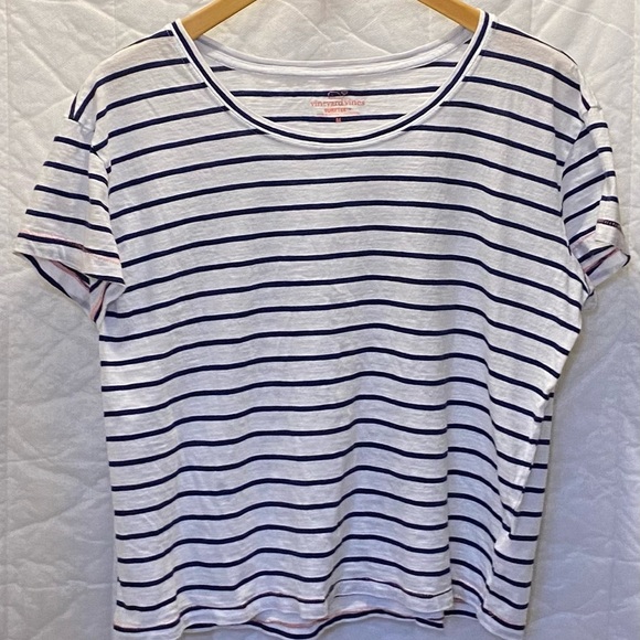 Vineyard Vines Women’s Med Short Sleeve Black Striped Surftee Tee Shirt - Picture 6 of 7